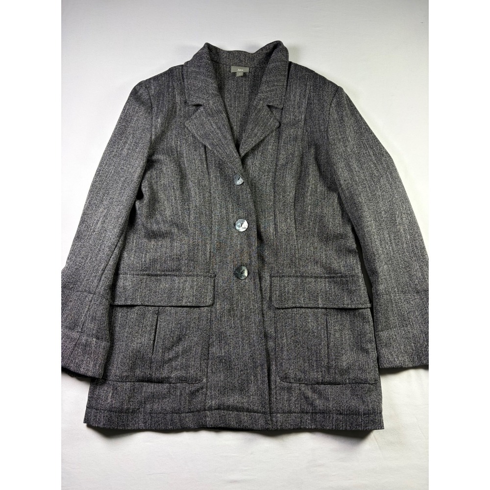 J. Jill Herringbone Blazer Grey Academia Preppy Minimalist Layering Women M
